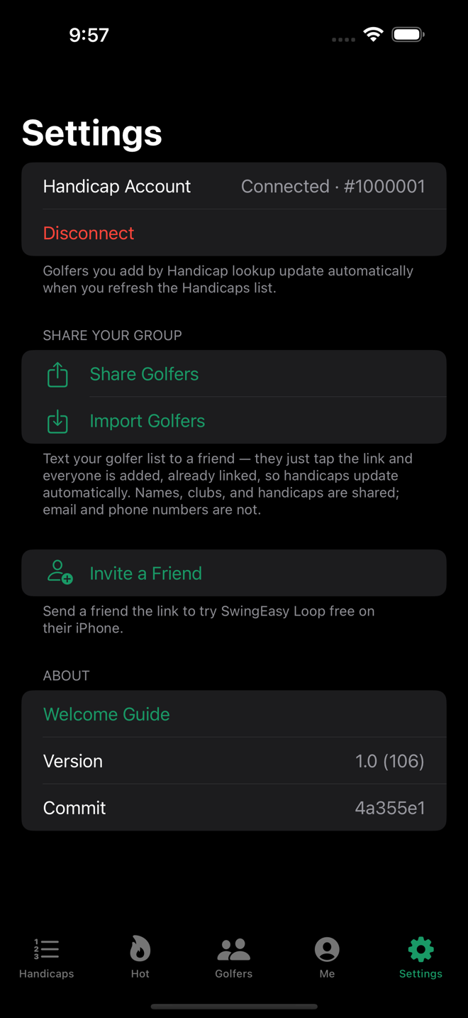 Invite a Friend in SwingEasy Loop Settings